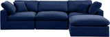 Comfy Navy Velvet Modular Sectional 189Navy-Sec4A Meridian Furniture