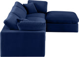 Comfy Navy Velvet Modular Sectional 189Navy-Sec4A Meridian Furniture