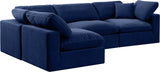 Comfy Navy Velvet Modular Sectional 189Navy-Sec4B Meridian Furniture