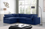 Comfy Navy Velvet Modular Sectional 189Navy-Sec4B Meridian Furniture