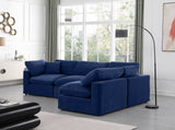 Comfy Navy Velvet Modular Sectional 189Navy-Sec4B Meridian Furniture