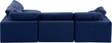 Comfy Navy Velvet Modular Sectional 189Navy-Sec4B Meridian Furniture