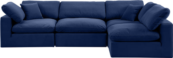 Comfy Navy Velvet Modular Sectional 189Navy-Sec4B Meridian Furniture