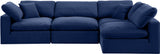 Comfy Navy Velvet Modular Sectional 189Navy-Sec4B Meridian Furniture