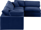 Comfy Navy Velvet Modular Sectional 189Navy-Sec4B Meridian Furniture