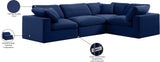 Comfy Navy Velvet Modular Sectional 189Navy-Sec4C Meridian Furniture