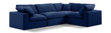 Comfy Navy Velvet Modular Sectional 189Navy-Sec4C Meridian Furniture