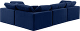 Comfy Navy Velvet Modular Sectional 189Navy-Sec4C Meridian Furniture