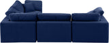 Comfy Navy Velvet Modular Sectional 189Navy-Sec4C Meridian Furniture