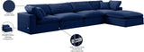 Comfy Navy Velvet Modular Sectional 189Navy-Sec5A Meridian Furniture