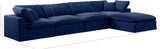 Comfy Navy Velvet Modular Sectional 189Navy-Sec5A Meridian Furniture