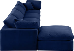 Comfy Navy Velvet Modular Sectional 189Navy-Sec5A Meridian Furniture