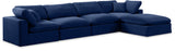 Comfy Navy Velvet Modular Sectional 189Navy-Sec5A Meridian Furniture