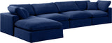 Comfy Navy Velvet Modular Sectional 189Navy-Sec5A Meridian Furniture