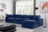 Comfy Navy Velvet Modular Sectional 189Navy-Sec5A Meridian Furniture