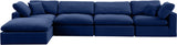 Comfy Navy Velvet Modular Sectional 189Navy-Sec5A Meridian Furniture