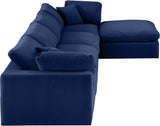 Comfy Navy Velvet Modular Sectional 189Navy-Sec5A Meridian Furniture