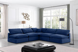 Comfy Navy Velvet Modular Sectional 189Navy-Sec5B Meridian Furniture