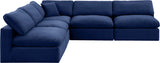 Comfy Navy Velvet Modular Sectional 189Navy-Sec5B Meridian Furniture