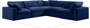 Comfy Navy Velvet Modular Sectional 189Navy-Sec5C Meridian Furniture