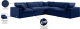 Comfy Navy Velvet Modular Sectional 189Navy-Sec5C Meridian Furniture