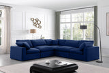 Comfy Navy Velvet Modular Sectional 189Navy-Sec5C Meridian Furniture