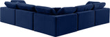 Comfy Navy Velvet Modular Sectional 189Navy-Sec5C Meridian Furniture