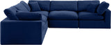 Comfy Navy Velvet Modular Sectional 189Navy-Sec5C Meridian Furniture