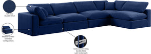 Comfy Navy Velvet Modular Sectional 189Navy-Sec5D Meridian Furniture