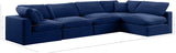 Comfy Navy Velvet Modular Sectional 189Navy-Sec5D Meridian Furniture