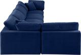 Comfy Navy Velvet Modular Sectional 189Navy-Sec5D Meridian Furniture