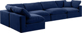 Comfy Navy Velvet Modular Sectional 189Navy-Sec5D Meridian Furniture