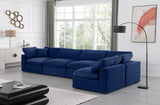 Comfy Navy Velvet Modular Sectional 189Navy-Sec5D Meridian Furniture