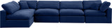 Comfy Navy Velvet Modular Sectional 189Navy-Sec5D Meridian Furniture