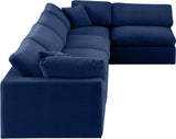 Comfy Navy Velvet Modular Sectional 189Navy-Sec5D Meridian Furniture