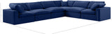 Comfy Navy Velvet Modular Sectional 189Navy-Sec6A Meridian Furniture