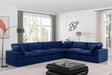 Comfy Navy Velvet Modular Sectional 189Navy-Sec6A Meridian Furniture