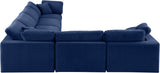 Comfy Navy Velvet Modular Sectional 189Navy-Sec6A Meridian Furniture