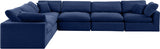 Comfy Navy Velvet Modular Sectional 189Navy-Sec6A Meridian Furniture