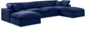Comfy Navy Velvet Modular Sectional 189Navy-Sec6B Meridian Furniture