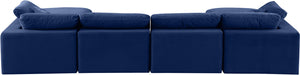 Comfy Navy Velvet Modular Sectional 189Navy-Sec6B Meridian Furniture