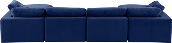 Comfy Navy Velvet Modular Sectional 189Navy-Sec6B Meridian Furniture