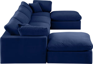 Comfy Navy Velvet Modular Sectional 189Navy-Sec6B Meridian Furniture
