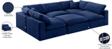 Comfy Navy Velvet Modular Sectional 189Navy-Sec6C Meridian Furniture