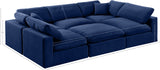 Comfy Navy Velvet Modular Sectional 189Navy-Sec6C Meridian Furniture