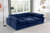 Comfy Navy Velvet Modular Sectional 189Navy-Sec6C Meridian Furniture