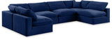 Comfy Navy Velvet Modular Sectional 189Navy-Sec6D Meridian Furniture