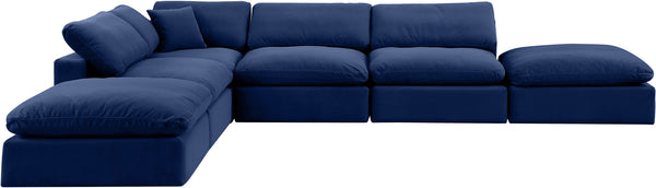 Comfy Navy Velvet Modular Sectional 189Navy-Sec6E Meridian Furniture