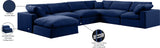 Comfy Navy Velvet Modular Sectional 189Navy-Sec7A Meridian Furniture