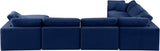 Comfy Navy Velvet Modular Sectional 189Navy-Sec7A Meridian Furniture